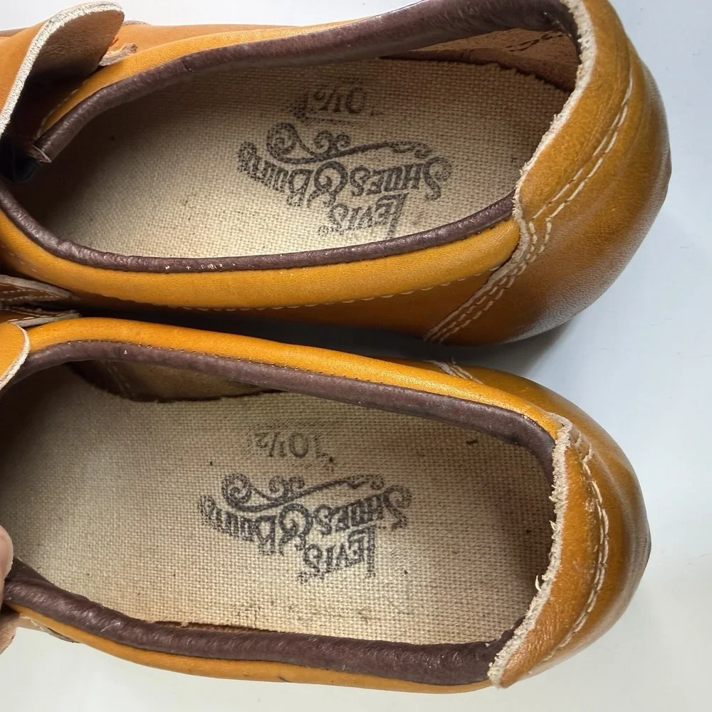 Vtg 1970s Levis Loafers Shoes Mens 10.5 Orange Tab Rubber Gum Soles Disco Hippie